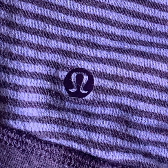 LULULEMON “In a Cinch” Purple Stripe REVERSIBLE Funnel Neck Pullover Long Sleeve - Picture 13 of 15
